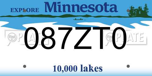 087ZT0 Minnesota License Plate