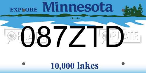 087ZTD Minnesota License Plate