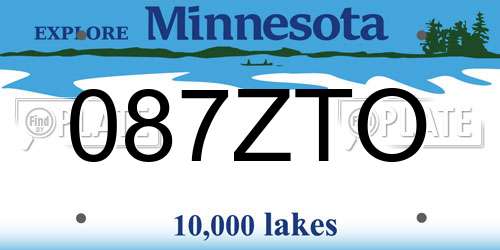 087ZTO Minnesota License Plate