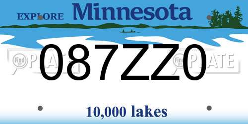 087ZZ0 Minnesota License Plate