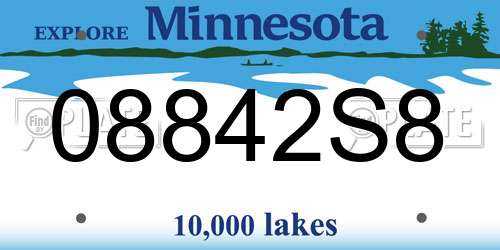 08842S8 Minnesota License Plate