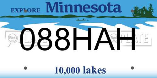 088HAH Minnesota License Plate