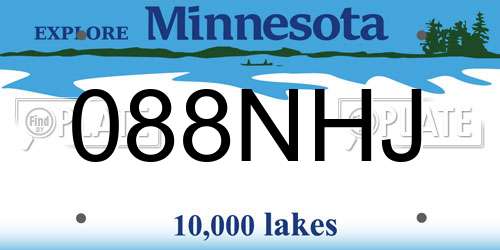 088NHJ Minnesota License Plate