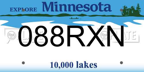 088RXN Minnesota License Plate