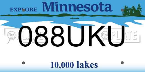 088UKU Minnesota License Plate