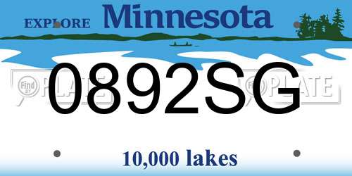 0892SG Minnesota License Plate