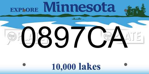 0897CA Minnesota License Plate