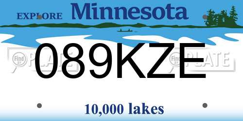 089KZE Minnesota License Plate