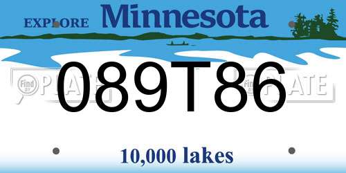 089T86 Minnesota License Plate