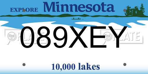 089XEY Minnesota License Plate
