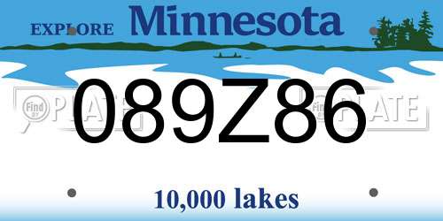 089Z86 Minnesota License Plate