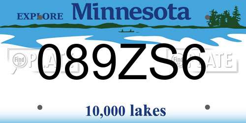 089ZS6 Minnesota License Plate
