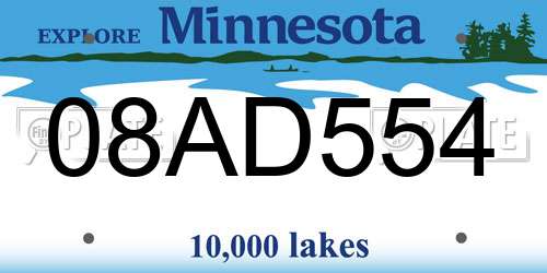 08AD554 Minnesota License Plate