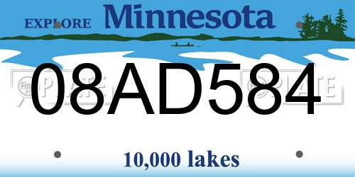 08AD584 Minnesota License Plate