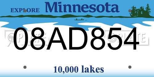 08AD854 Minnesota License Plate