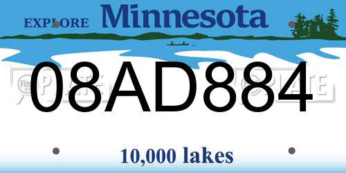 08AD884 Minnesota License Plate