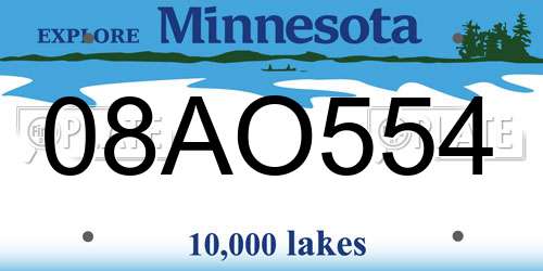 08AO554 Minnesota License Plate