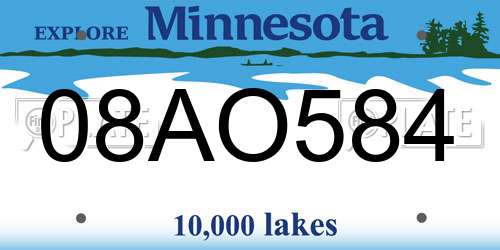08AO584 Minnesota License Plate