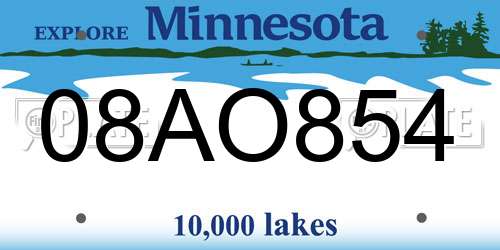 08AO854 Minnesota License Plate