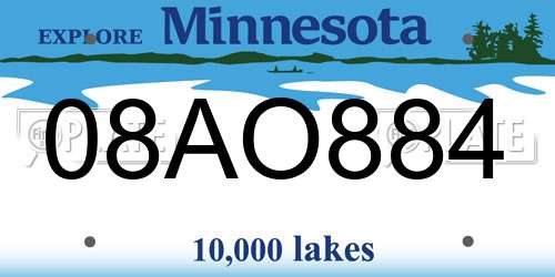 08AO884 Minnesota License Plate