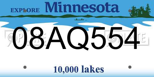 08AQ554 Minnesota License Plate