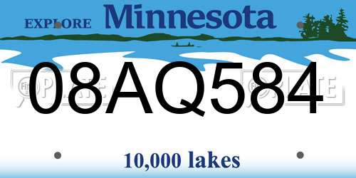 08AQ584 Minnesota License Plate