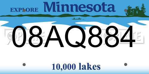08AQ884 Minnesota License Plate
