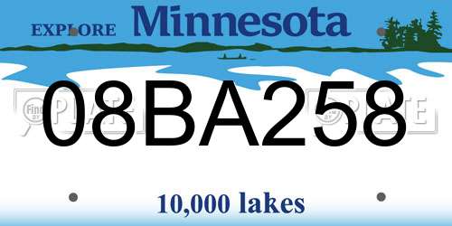 08BA258 Minnesota License Plate