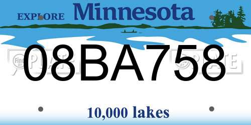 08BA758 Minnesota License Plate