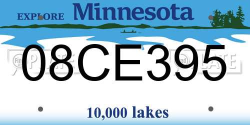 08CE395 Minnesota License Plate