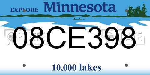 08CE398 Minnesota License Plate