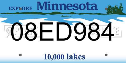 08ED984 Minnesota License Plate
