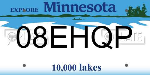 08EHQP Minnesota License Plate