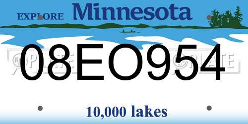 08EO954 Minnesota License Plate