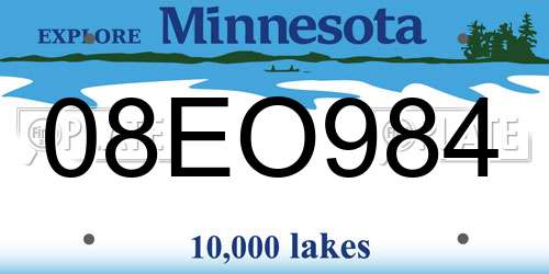 08EO984 Minnesota License Plate
