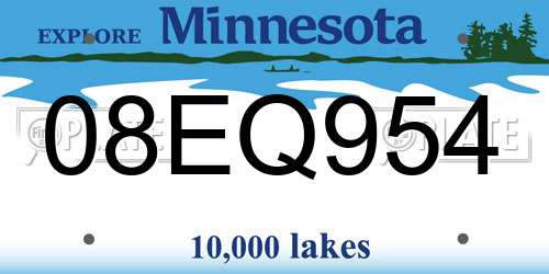 08EQ954 Minnesota License Plate