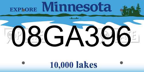 08GA396 Minnesota License Plate