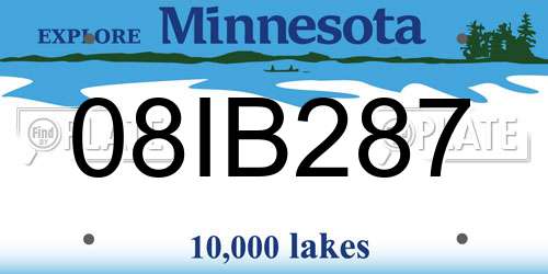 08IB287 Minnesota License Plate