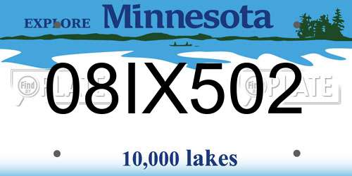 08IX502 Minnesota License Plate