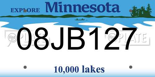 08JB127 Minnesota License Plate