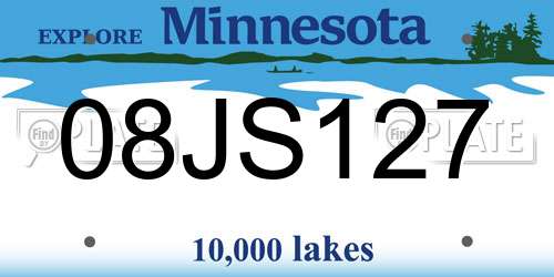 08JS127 Minnesota License Plate