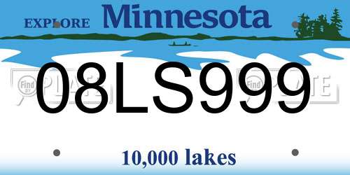 08LS999 Minnesota License Plate