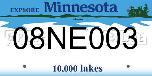08NE003 Minnesota License Plate