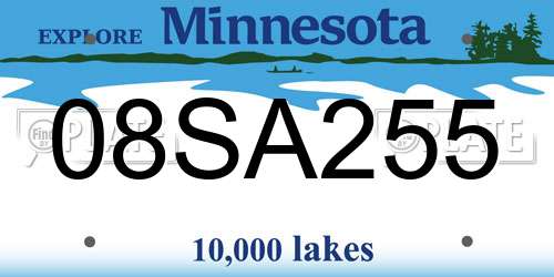 08SA255 Minnesota License Plate