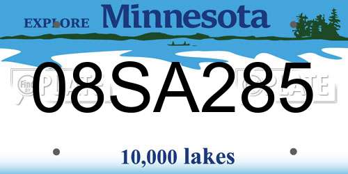 08SA285 Minnesota License Plate