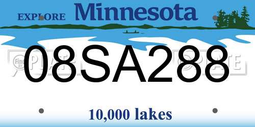 08SA288 Minnesota License Plate
