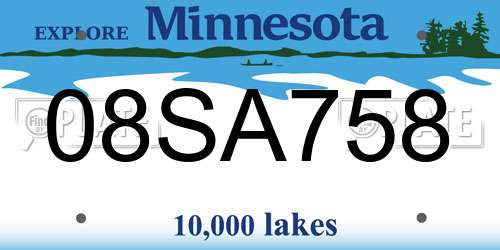 08SA758 Minnesota License Plate