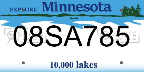 08SA785 Minnesota License Plate
