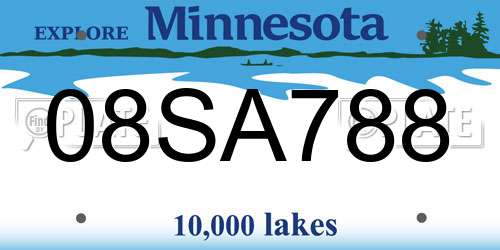 08SA788 Minnesota License Plate