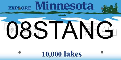 08STANG Minnesota License Plate